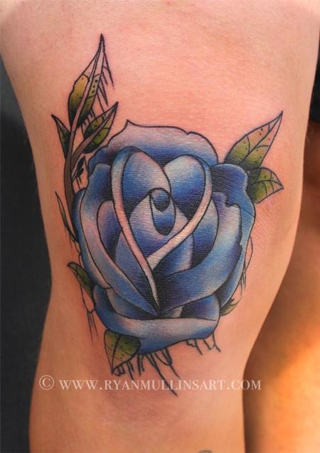 Ryan Mullins - traditional colored rose tattoo, Ryan Mullins Art Junkies Tattoo